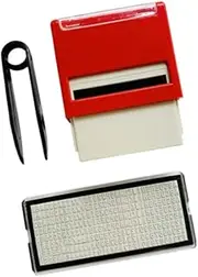 Frediuo Self Inking Stamp Set DIY Stamp Kit Stationary Professional Inking Stamp DIY Custom Printing Stamp for Parents Office School, Red, 18mmx47mm