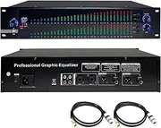 31-Band Digital Graphic Equalizer – Stereo Audio EQ with LED Spectrum Display, DSP Processing Chip, Noise Reduction & 10 Preset Effects for Recording Studio, High, Mid & Bass Adjustment Dual-Channels