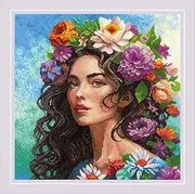RIOLIS - Floral Muse 2254, Floral Cross Stitch Kits 11¾" x 11¾", Cross Stitch Kits for Beginners & Advanced, Crossstitching Kits Adult, Counted Stitching Kits, Flowers Embroidery Kit