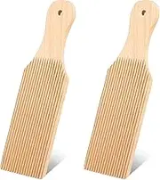 2 Pcs Wooden Gnocchi Board, Wooden Butter Paddles, Spaghetti Macaroni Pasta Board Practical Gnocchi Maker, Homemade Pasta Making Tools for Home Kitchen Festival Restaurant Noodle Pasta 9.1 x 2.8 Inch/