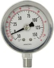 PIC Gauge AMMONIA-LF-254CF 2.5" Dial, 30/0/150 psi and -100/0/80⁰F Range, 1/4...