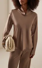 [Leset] Barb Draped Satin Top