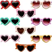 [Ricawa] 9 Pack Toddler Sunglasses Mixed Styles Heart Shaped Sunglasses for Kids Girls Boy Age 3-8 Cute Eyewear Glasses Party Favors, Multicolor, Medium