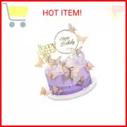 22-Pieces Butterfly Cake Decorations With Happy Birthday Acrylic Cake Toppers fo
