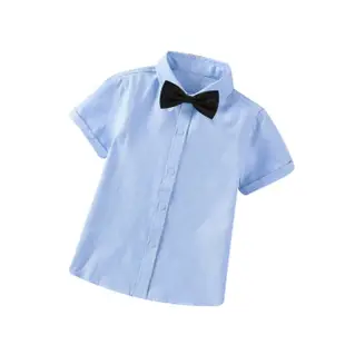 【Baby 童衣】任選 短袖襯衫 兒童折袖上衣 88672(白色紅領結)