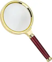 Brass Magnifying Glass Handheld, 10X Prop with Sandalwood Handle, Great for Reading Small Print, Seniors, Low Vision, Maps, and Inspections, Sturdy Material
