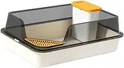 Perfk Cat Litter Box with Frame Semi Closed with Spray and Scatter Shield Open Top for Indoor Cats for Rabbits Small Animals Kitten