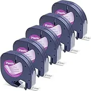 Label Orison Compatible Label Tape Replacement for Dymo Letratag 16951 S0721550 Black on Clear Black on Transparent 12mm Label Tape for Dymo Dymo LetraTag LT-100H LT100T XR XM, Pack of 5