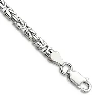 [JewelryWeb] 925 Sterling Silver Solid Polished 2.5mm Byzantine Chain Bracelet Lobster Claw Jewelry Gifts for Women - Length Options: 18 20