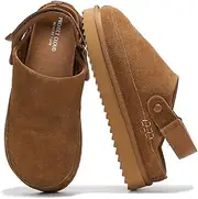 Project Cloud Genuine Suede Clogs for Women - Memory Foam Platform Clogs Womens Shoes - Nonslip Slides for Women w/Straps Lightweight Womens Clogs & Mules for Women 2024 (Goldstar)