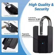 Smart Bluetooth Fingerprint Padlock Heavy Duty Locker Lock W/ 2 Keys Waterproof