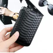 High Quality Zipper Around Genuine Leather Crocodile Pattern Card Holder Wallets Coin Purse 28 RED