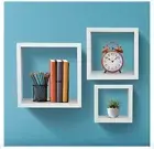 Set Of 3 Shelves Floating Shelf Square Cube White Bedroom Living Bath Kitchen