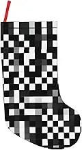 YANYU Black White Formula Checkered Pattern Print 18in Christmas Stocking Xmas Tree Stocking Christmas Decor Party Gift Stocking