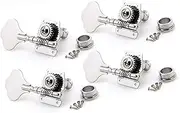 Kisangel Silver Bass Guitar Tuning Pegs Durable Machine Heads Replacement for Broken Tuners for Bass Guitars Easy Installation for Musicians