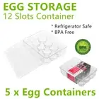 5x Clear 12 Slots Egg Storage Containers Box Fridge Plastic Holders Trays Rack