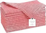 Cotton Clinic 12 Pack Farmhouse Style Slub Textured 18x18 Cloth Dinner Napkins, 100% Cotton for Everyday Use and Events - Soft and Durable Cocktail Napkins, Wedding Dinner Napkins (Red)