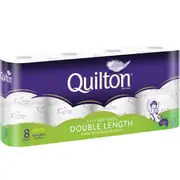 Quilton Double Length Toilet Tissue 3 Ply Prints 360 Sheets 8 pack