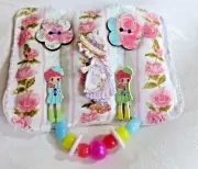 Fabric Handcrafted Brooch Flowers Doll Buttons Beads One Of A Kind From Artist