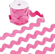 GORGECRAFT 10 Yards 1.5"/37mm Wide Wave Bending Fringe Trim Rick Rack Hot Pink Zig Zag RIC Rac Trim Curved Woven Braided Fabric Webbing Edge Lace Ribbon for Sewing Home Party Wedding Dress Craft