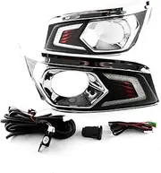 LED DRL Daytime Running Light Front Bumper Fog Lamps Assembly with Turn Signal Accesso rie Compatible With Toyota Fortuner 2012 2013 2014