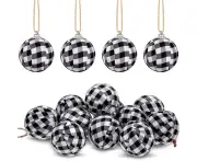 Farmhouse Buffalo Plaid Fabric Ball Ornament Decorative Plaid Ball