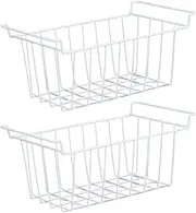 Freezer Basket, 2 Pack Stackable Household Deep Freezer Organizer Bin with Handles Wire Storage Basket Farmhouse Metal Wire Basket for Kitchen, Pantry, Cabinet, (39x20x20cm /