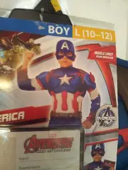 Captain America Costume Size L(10-12) Muscle Torso Jumpsuit Marvel Avengers NEW