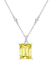 Authentic CRISLU Emerald Cut Canary Crystal Pendant