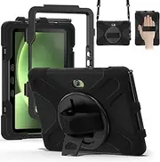 Samsung Galaxy Tab Active5 Pro / Active4Pro / Active Pro 10.1 Case, Heavy Duty Shockproof Drop Protection Case with 360 Stand, Hand Strap & Shoulder Strap for SM-X350/X356B/T540/T547/T630/T638, Black