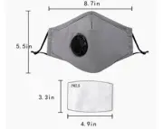 2 Reusable PM2.5 Face Masks Respirator Cover +4Pcs Filter Gray Ships from US
