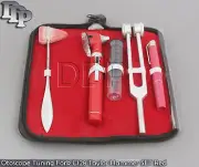 FIBER OPTIC Otoscope Tuning Fork C128 Taylor Hammer Diagnostic SET RED DG-05