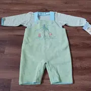 Vtg Baby Boy New Carter's 3-6 Month John Lennon 2pc Green Fleece Overalls