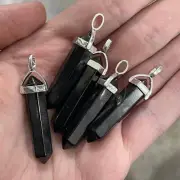 Shungite Double Terminated Pendant Necklace With Black Cord