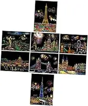 BEBEMOKO 1 Set DIY Scratch Paper Cards of Night View City for Crafts Creative Building Series and Skill Development