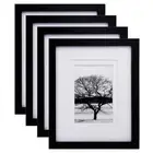 Picture Frames 4 PCS Made of Solid Wood Display 4x6 5x7 with Mat Covered by Plex