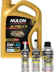 Nulon Apex+ 5W-40 Engine Oil 7L + Turbo Cleaner, Treatment & Extreme Clean