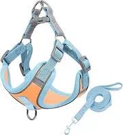 Adjustable Dog Harness for Small Dogs Cat Reflective Dog Harness Leash Set Pet Harness Puppy Vest Accessories(Yellow Set,Small)