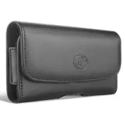 Horizontal Leather Case Belt Clip & Belt Loop Holster Pouch For BLU VIVO XI+