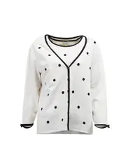 White Polkadot Cardigan & Top Set