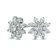 1 CT. T.W. Diamond Starburst Stud Earrings in 10K White Gold