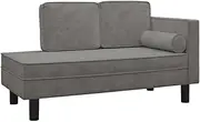 vidaXL Light Grey Velvet Chaise Lounge - Comfortable Sofa Bed with Plush Cushions and Bolster for Living Room Elegance