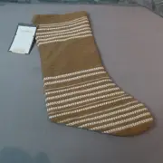 THRESHOLD STUDIO MCGEE Target Tan & White Striped Christmas Holiday Stocking NWT
