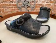 Alegria Black Leather Swivel Strap Slide Sandals Klover 39 9 New