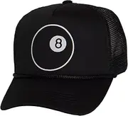 [TOP HEADWEAR] 8-Ball Trucker Hat – Black Mesh Snapback Cap for Men & Women