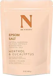 Dr. Natural Epsom Salt - Bath Salts for Stress Relief - Relaxing, Softening Epsom Salt Bath Soak - Magnesium Boost - Menthol and Eucalyptus - 450 g