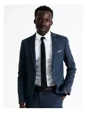 [Blaq] Tailored Sharkskin Suit Jacket in Blue