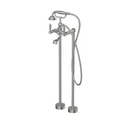 Nero York Freestanding Bath Mixer & Hand Shower w/ Metal Lever Brushed Nickel NR692103A02BN