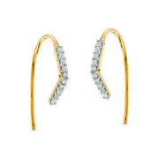 0.25 CT. T.W. Diamond Chevron Hoop Threader Earrings in Sterling Silver with 14K Gold Plate