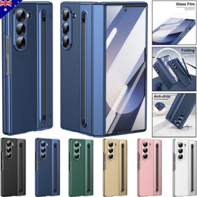 For Samsung Galaxy Z Fold 6 5 4 3 Case Leather Full Screen Cover w/ S Pen Holder